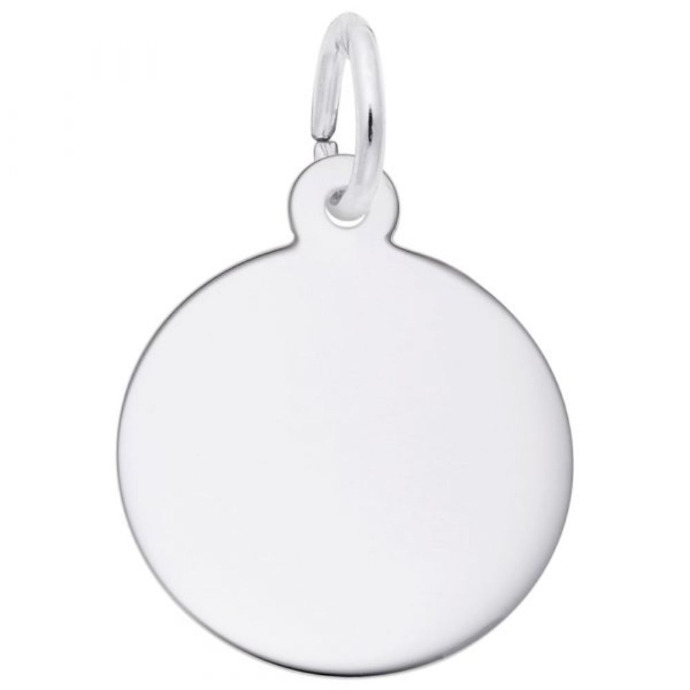 Silver round pendant on a white background
