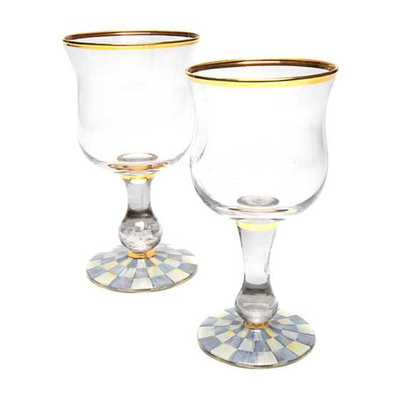 MacKenzie-Childs Sterling Check Wine Glass