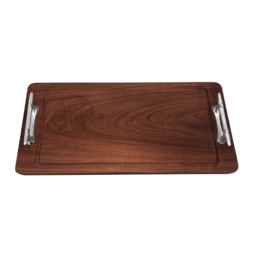 Mariposa Boat Cleat Handled Dark Wood Tray