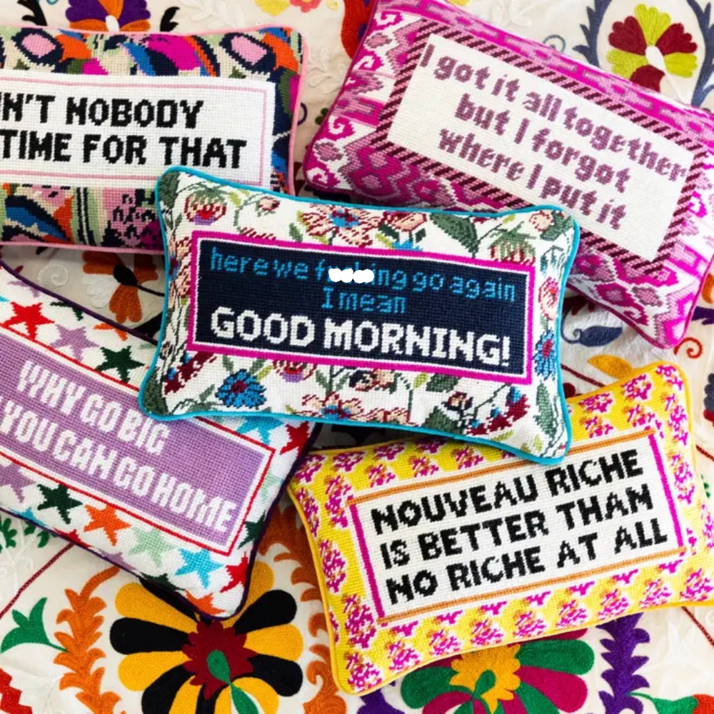 Furbish Studio Good Morning Needlepoint Pillow