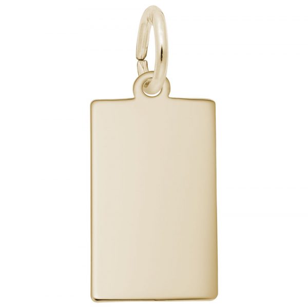 14k Gold Rectangle Dog Tag Charm