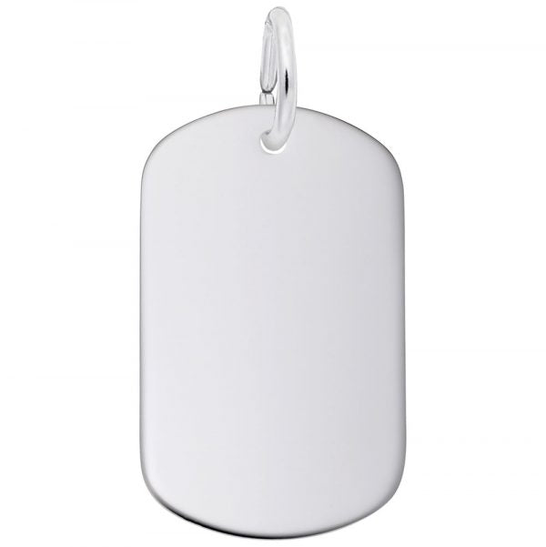 Sterling Silver Plain Dog Tag Charm
