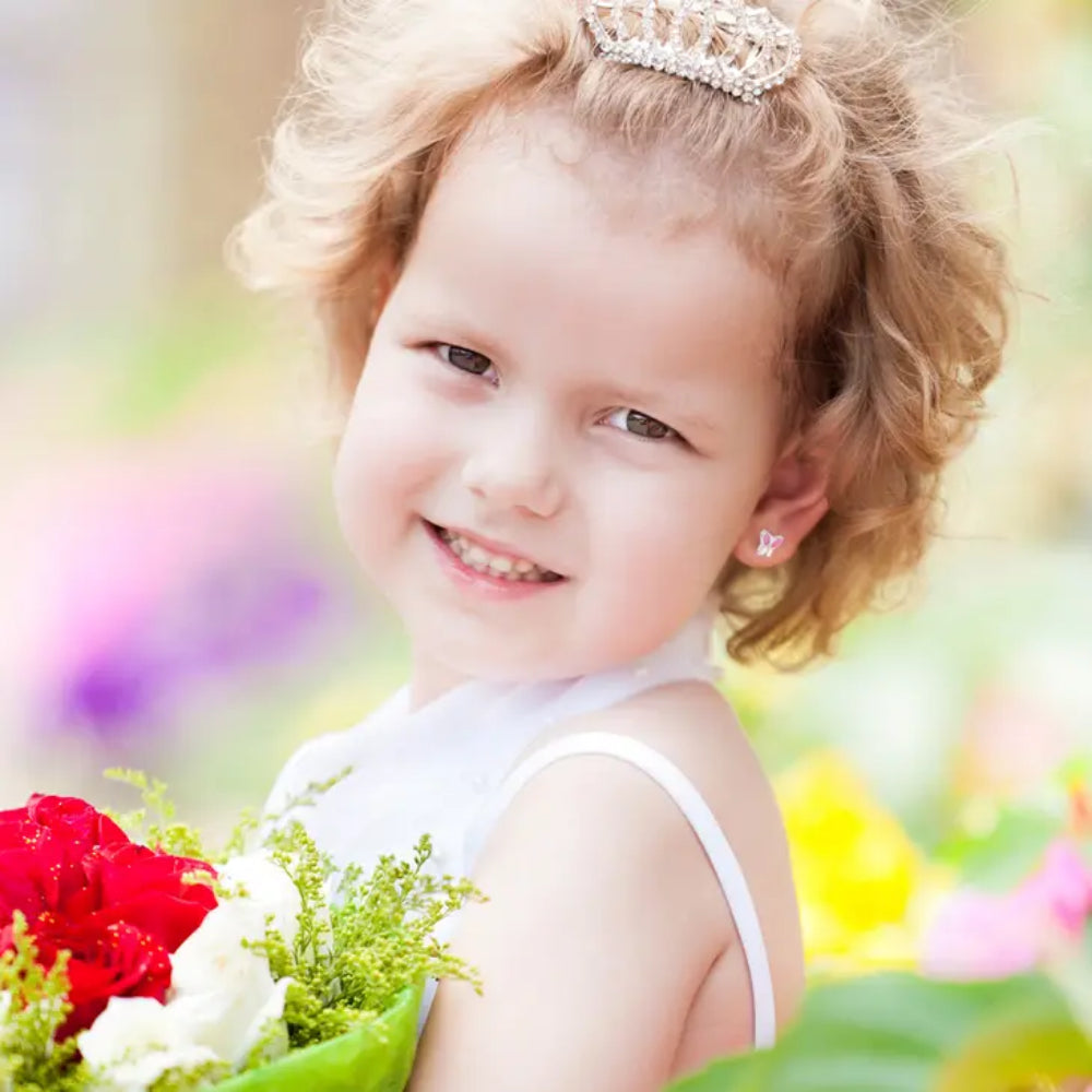 Children's Sterling Silver & Enamel Butterfly Stud Earrings