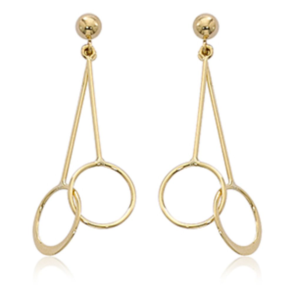 14k Gold Mini Circle Drop Earrings