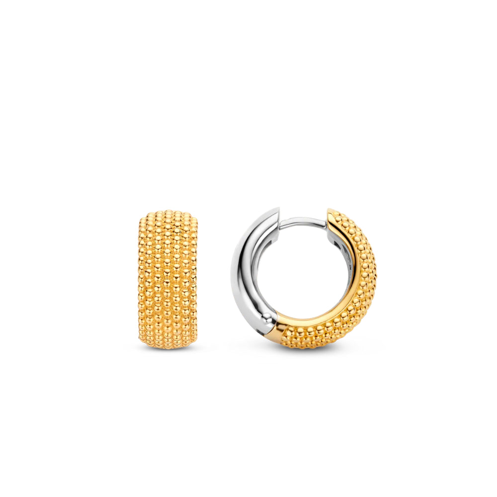 Ti Sento Two-Tone Beaded Huggie Hoops