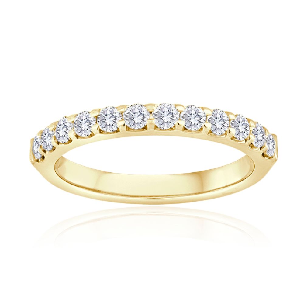 14k Yellow Gold Shared Prong Diamond Wedding Band