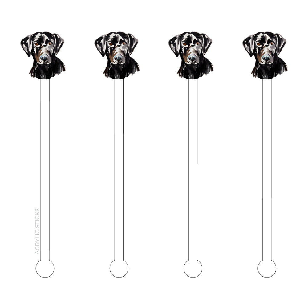 Black Lab Profile Acrylic Stir Sticks- Set of 4