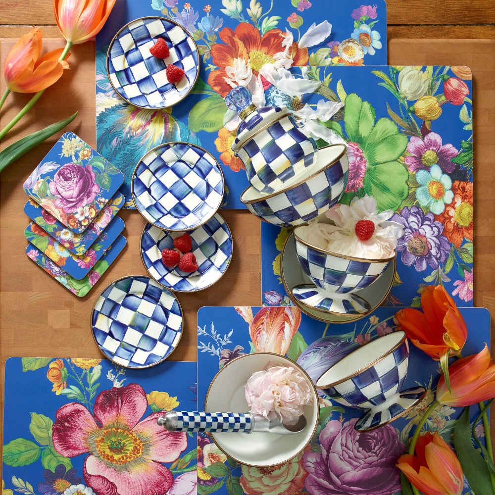 MacKenzie-Childs Royal Check Enamel Lidded Sugar Bowl