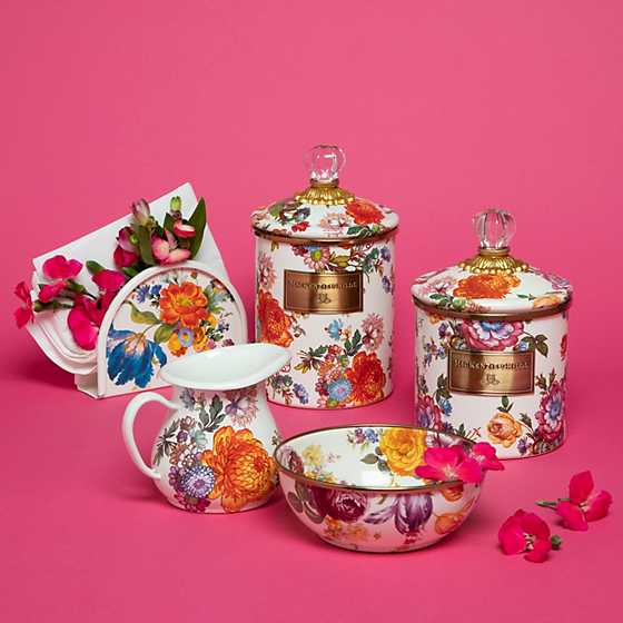 MacKenzie-Childs Flower Market White Enamel Creamer