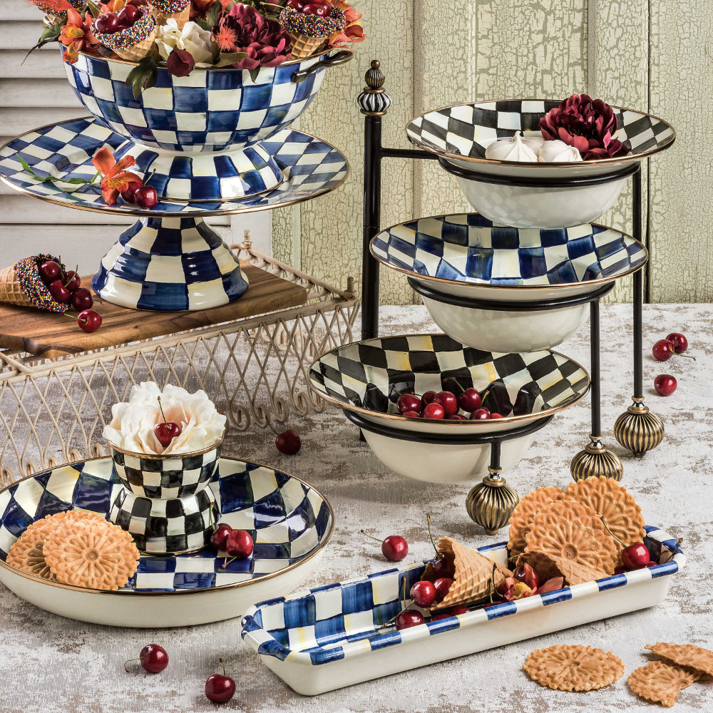 MacKenzie-Childs Courtly Check Enamel Serving Bowl