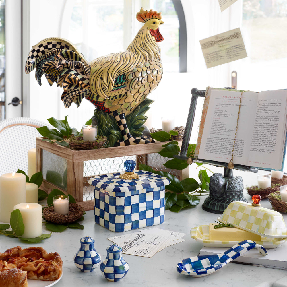 MacKenzie-Childs Royal Check Enamel Salt & Pepper Shaker Set