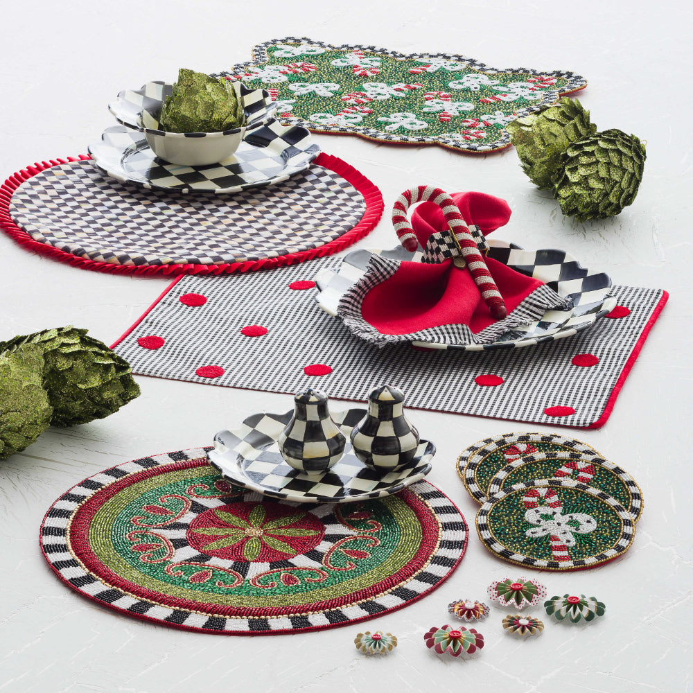 MacKenzie-Childs Courtly Check Enamel Salt & Pepper Shaker Set