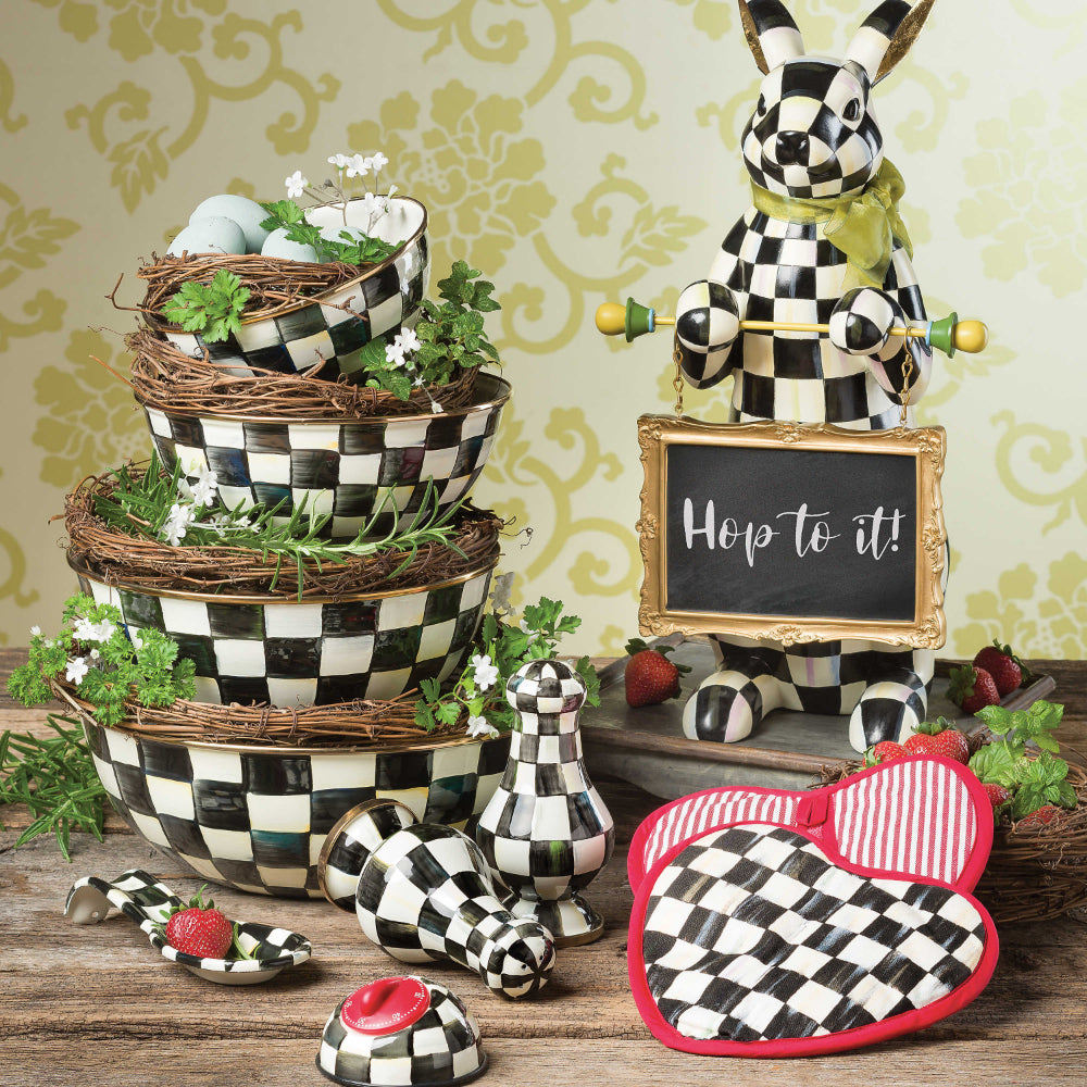 MacKenzie-Childs Courtly Check Enamel Large Salt & Pepper Shakers