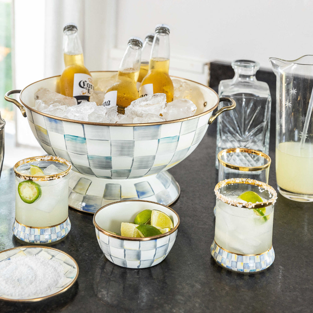 MacKenzie-Childs Sterling Check Enamel Pinch Bowl