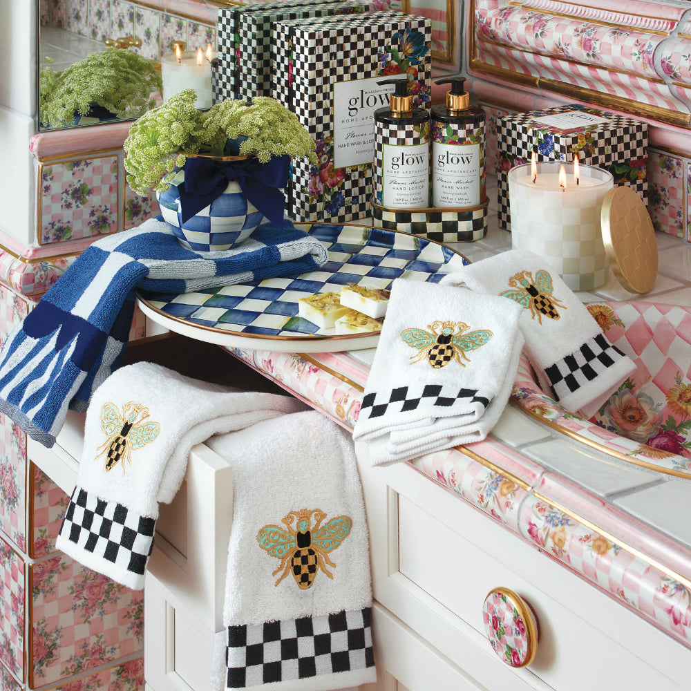 MacKenzie-Childs Royal Check Enamel Round Tray