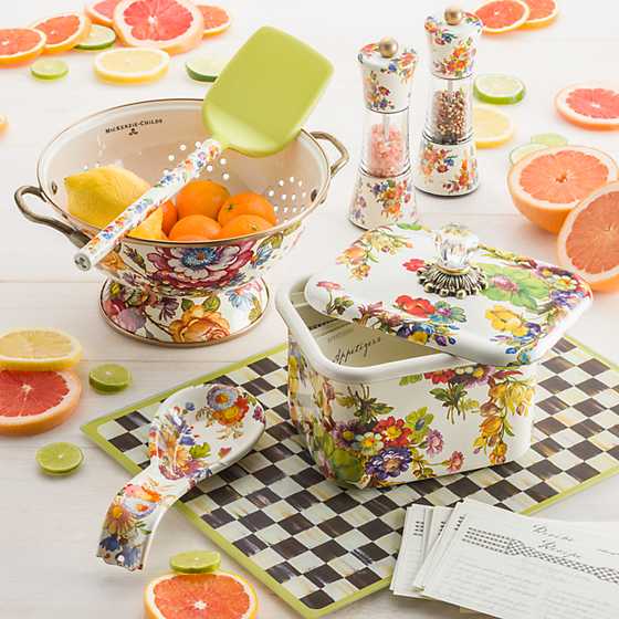 MacKenzie-Childs Flower Market White Enamel Spoon Rest