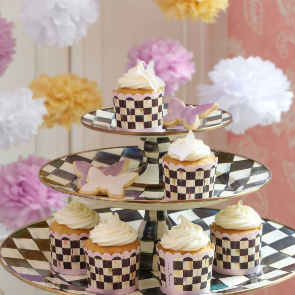 MacKenzie-Childs Courtly Check Enamel Pedestal Platter