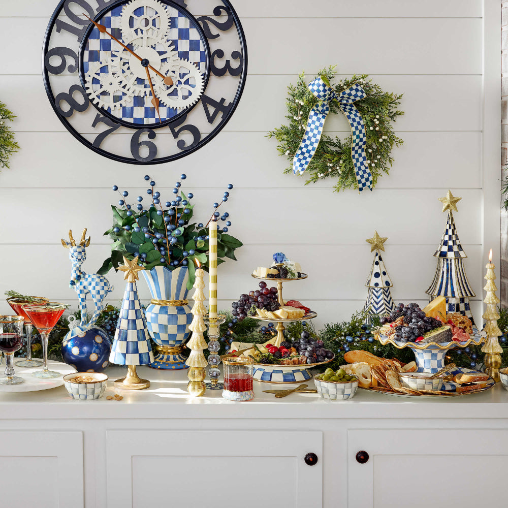 MacKenzie-Childs Royal Check Enamel Three Tier Sweet Stand