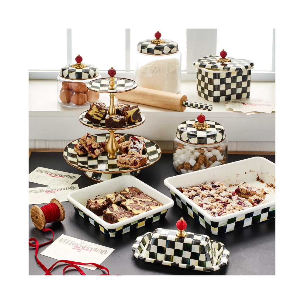 MacKenzie-Childs Courtly Check Enamel Three Tier Sweet Stand