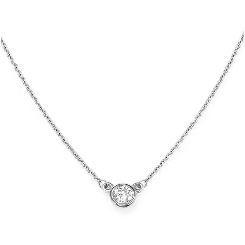 14k White Gold Diamond Bezel Pendant