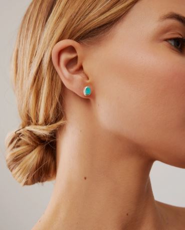 Anna Beck Sterling Silver Turquoise Asymmetrical Stud Earrings