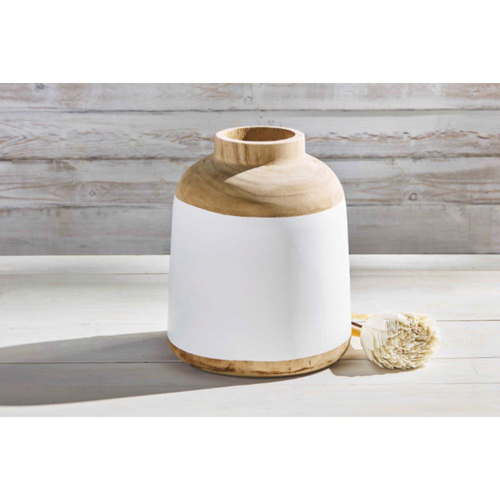 MUD PIE NATURAL WHITE PAULOWNIA VASE