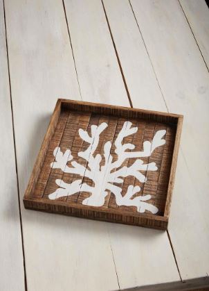 Mud Pie Coral Slat Tray