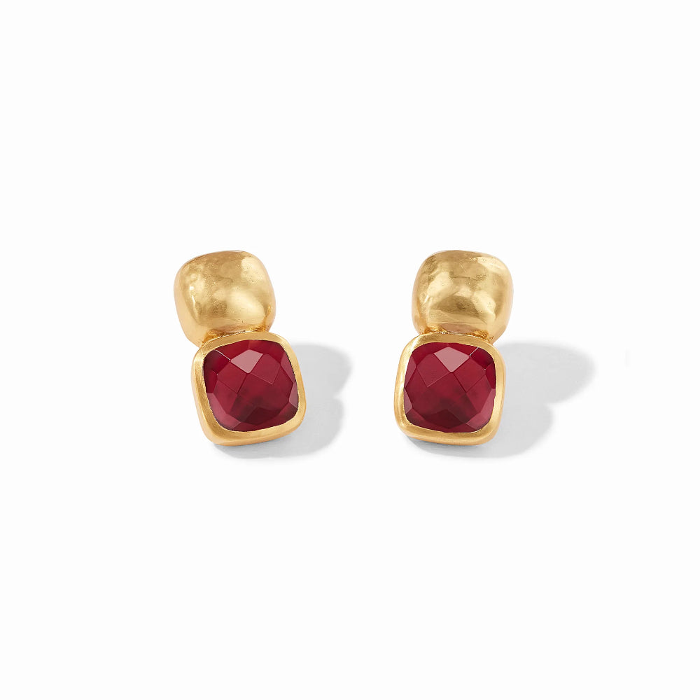 Julie Vos Gold Catalina Earring-Iridescent Ruby Red