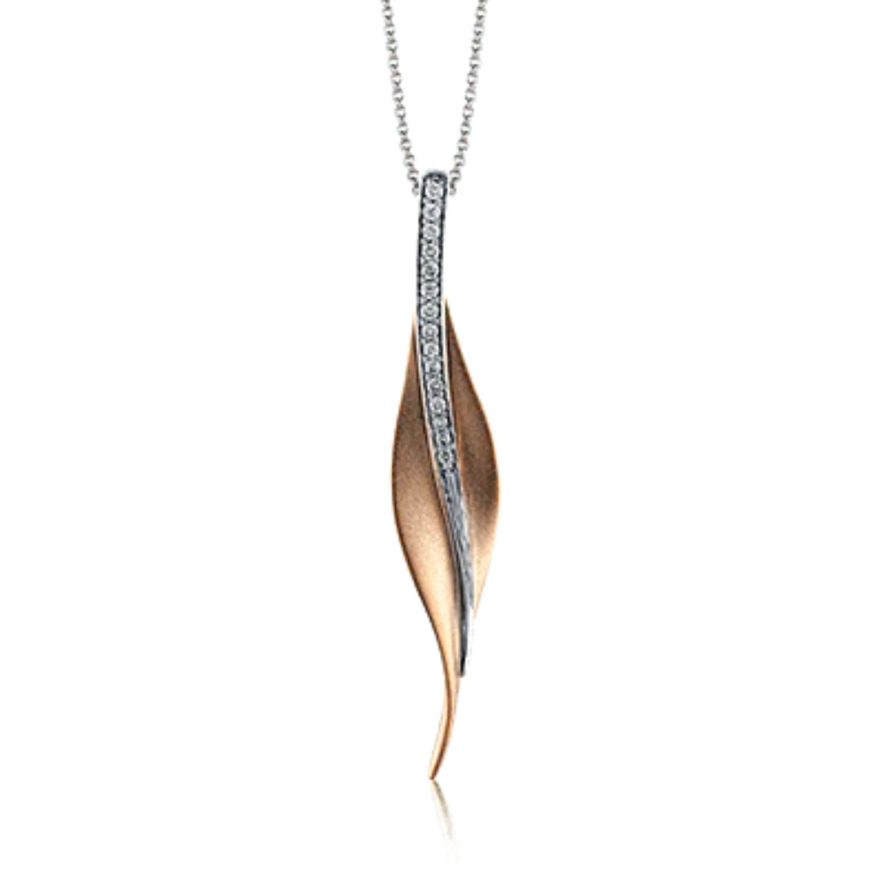 Simon G. 18k Brushed Fallen Leaves Pendant Necklace