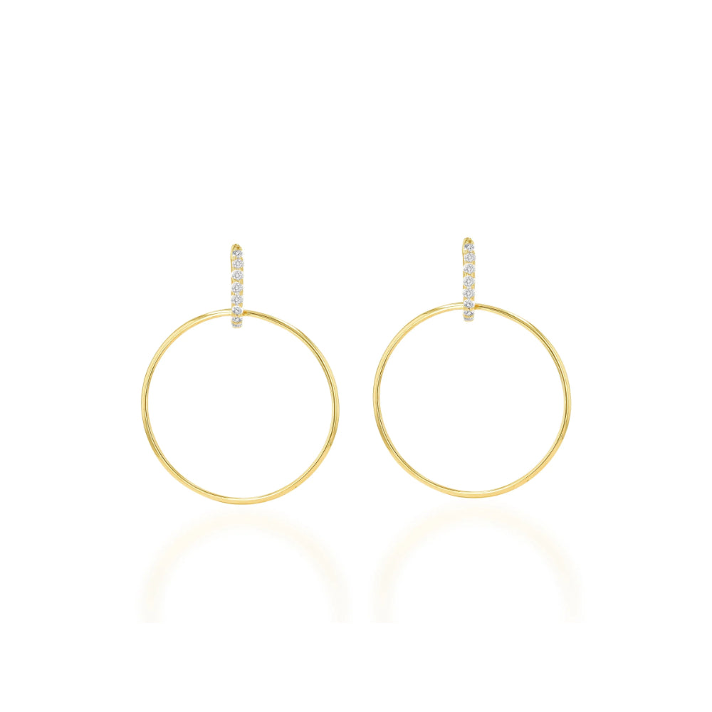 Rachel Reid Gold and Diamond Frontal Hoop Earrings