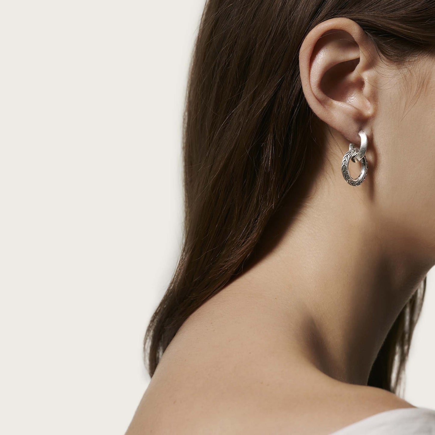 John Hardy Chain Knife Edge Door Knocker Earrings