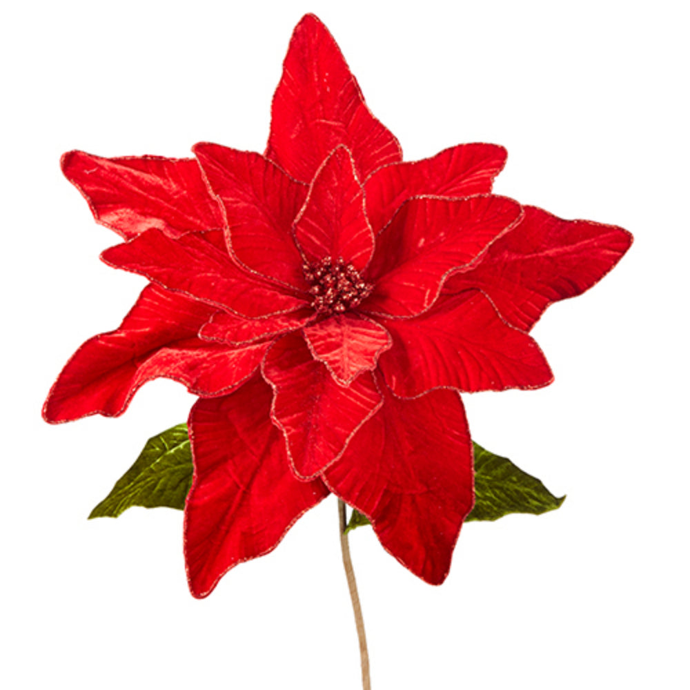 Raz Imports Red Velvet Poinsettia Stem