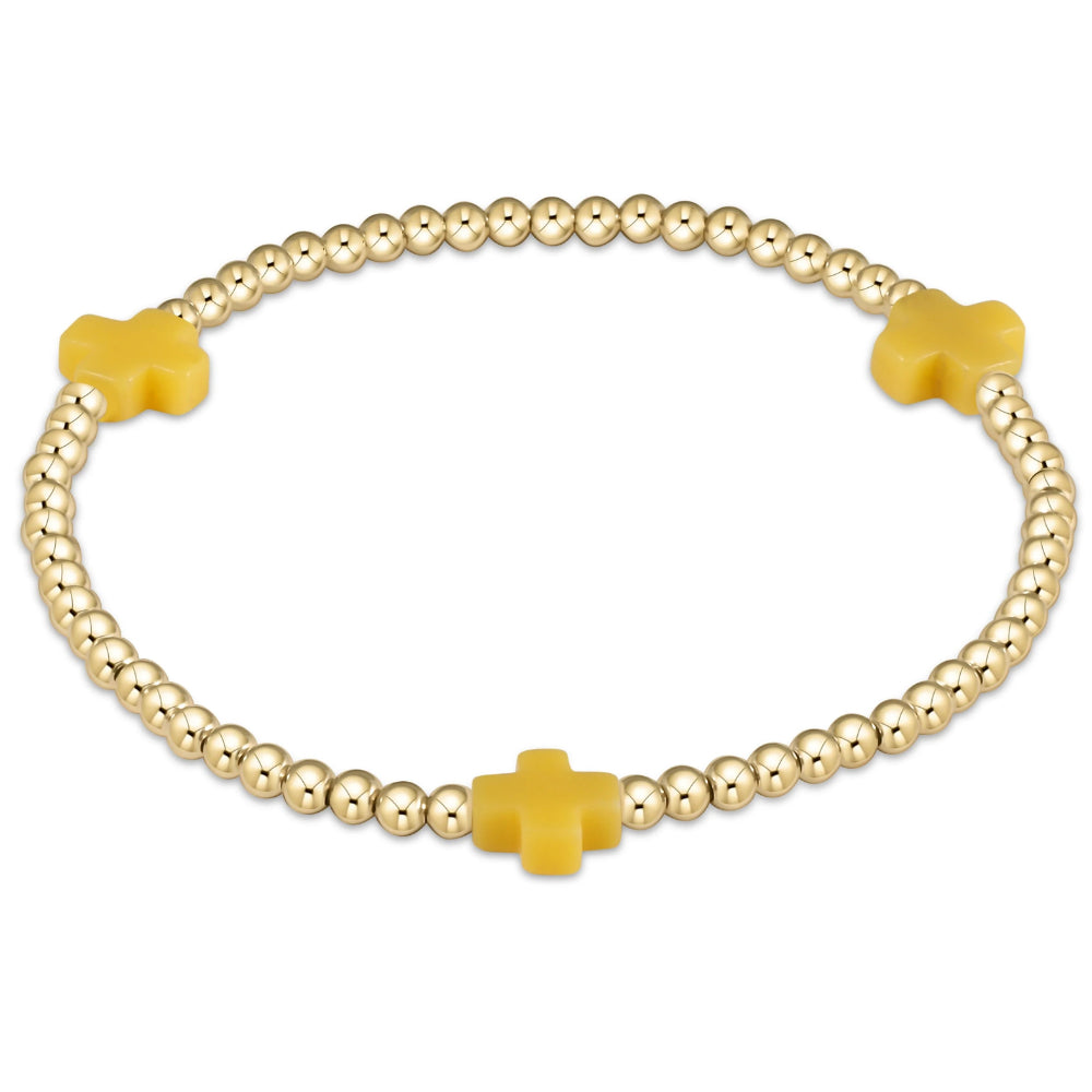 enewton 6.25" Signature Cross 3mm Gold Bracelet - Canary