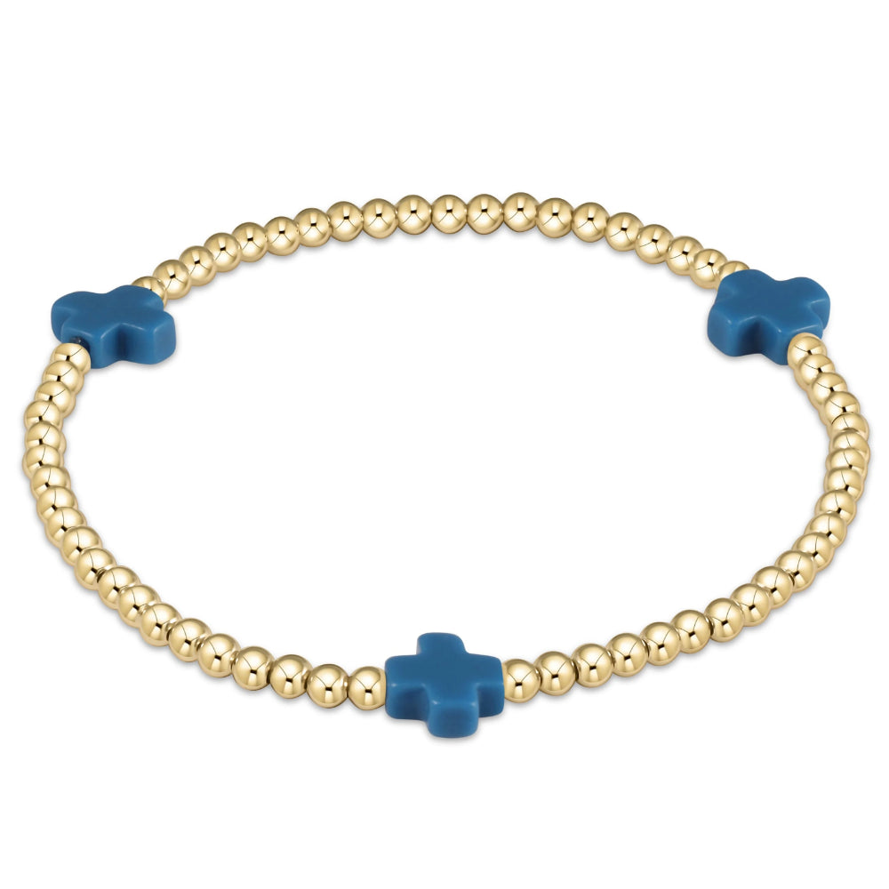 enewton 6.25" Signature Cross 3mm Gold Bracelet - Cobalt