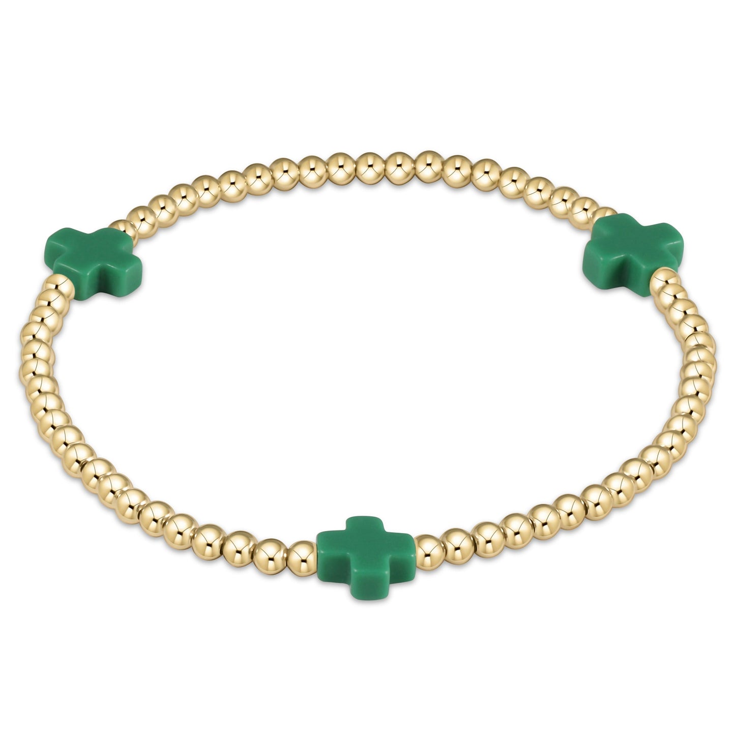 enewton 6.5" Signature Cross 3mm Gold Bracelet - Emerald