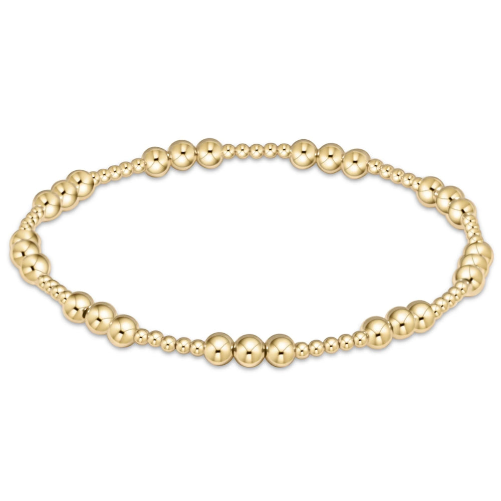 Gemstone Gold Joy Pattern 3mm Bead Bracelet - Faceted Onyx // Enewton