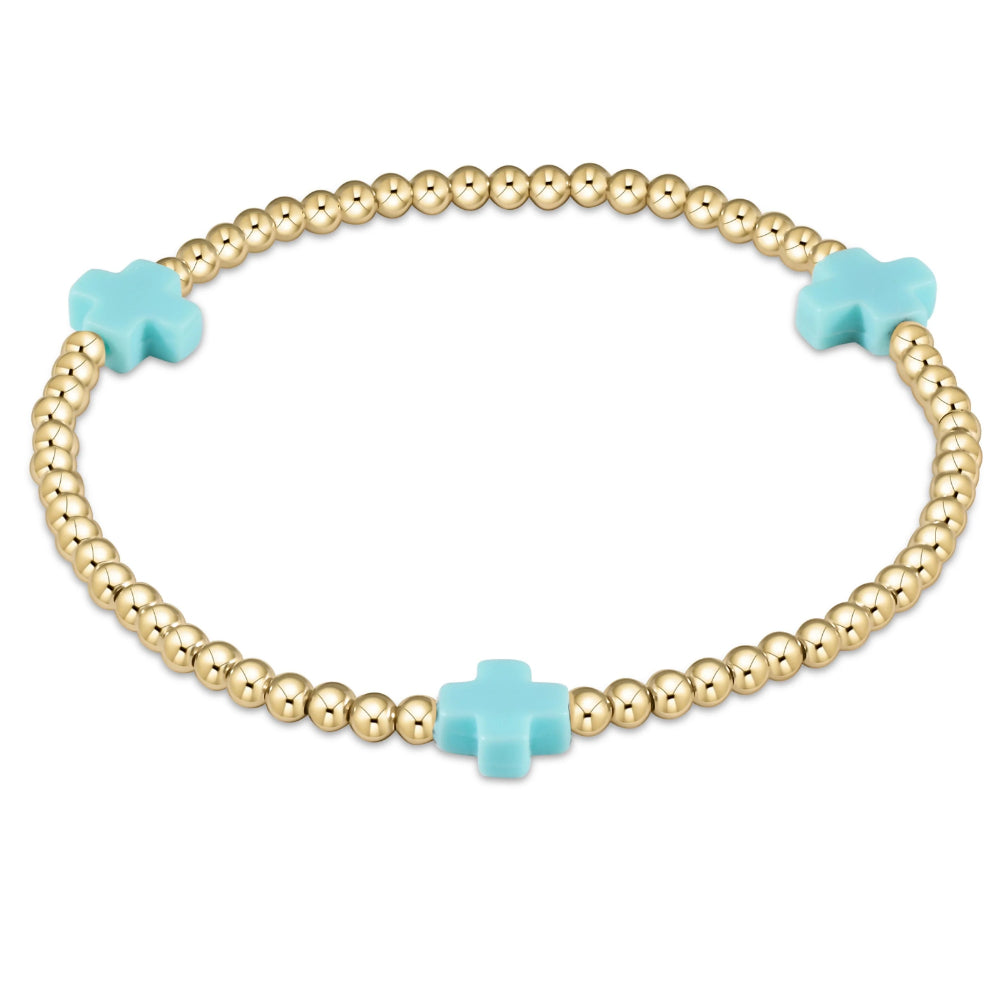 enewton 6.5" Signature Cross 3mm Gold Bracelet - Turquoise