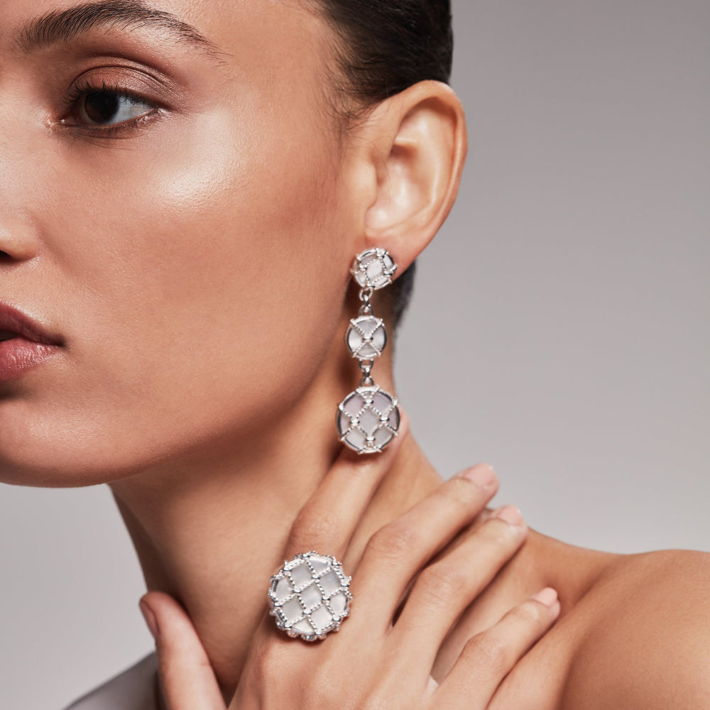 Judith Ripka Isola Triple Drop Earrings with Mother of Pearl