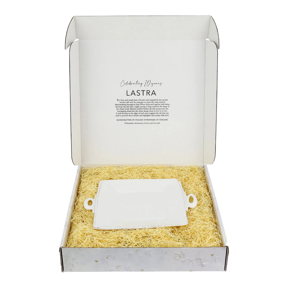 Vietri Lastra White Handled Square Platter