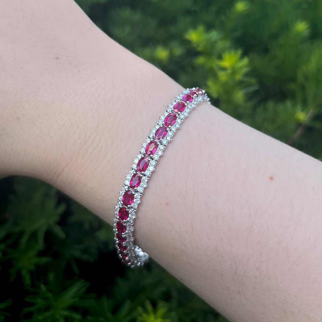 18k White Gold Ruby & Diamond Bracelet