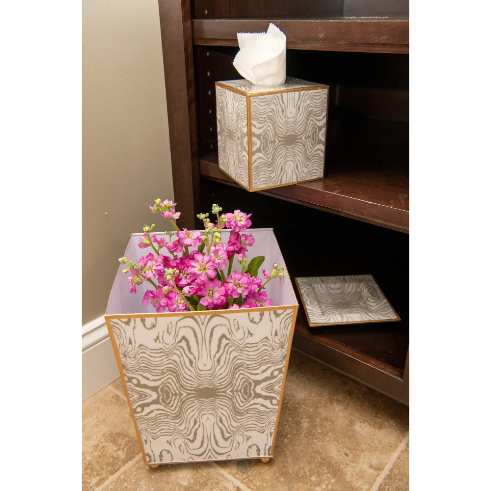 Jaye's Studio Faux Bois Taupe Enameled Tissue Box Cover