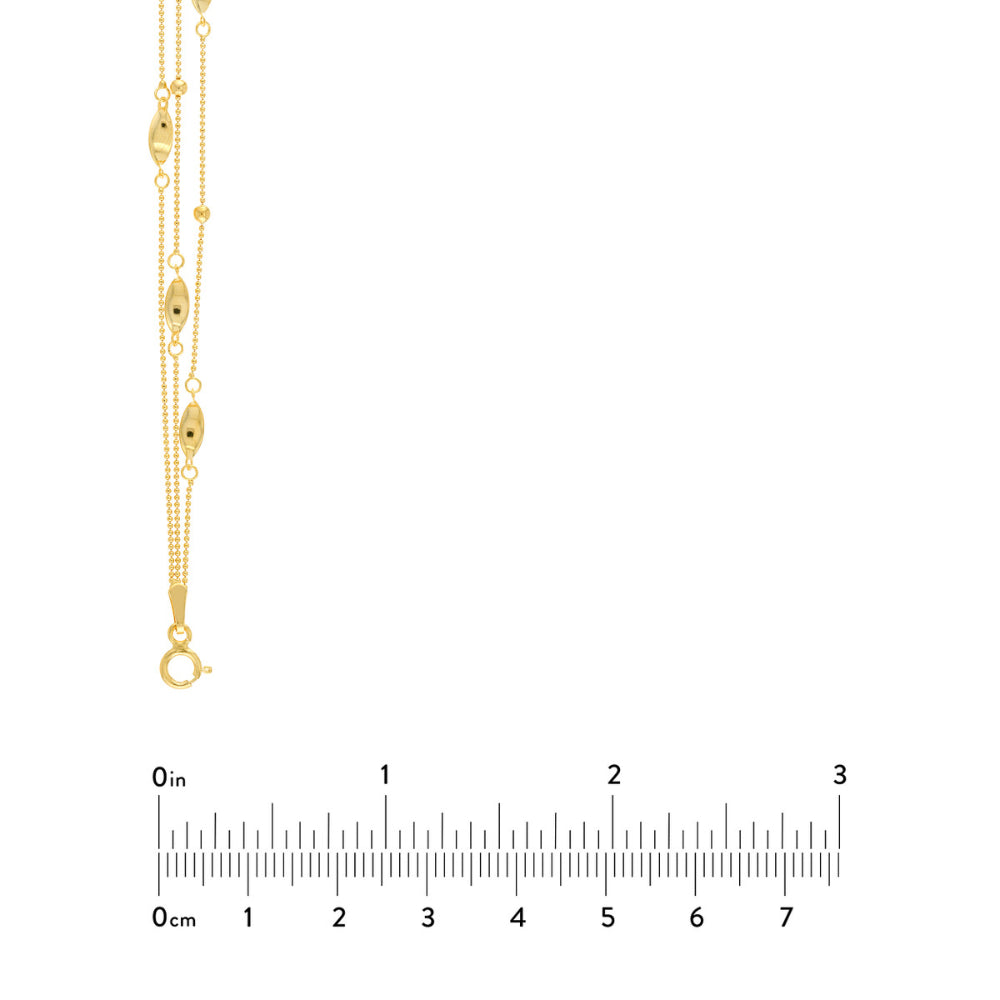 14k Gold Three Layer Chain Necklace, 17"