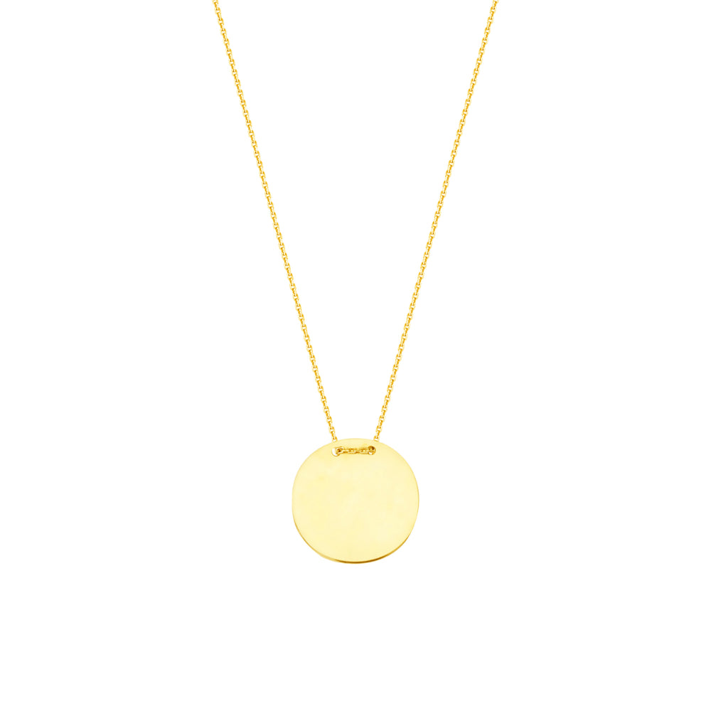 14k Gold Engravable Circle Plate Necklace