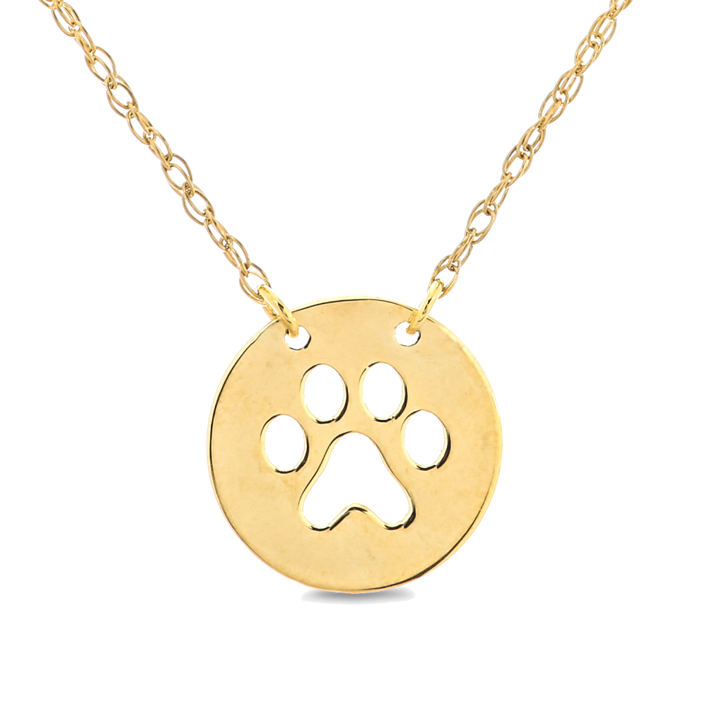 14K Gold Small Dog Tag Necklace 14K Yellow Gold / 18