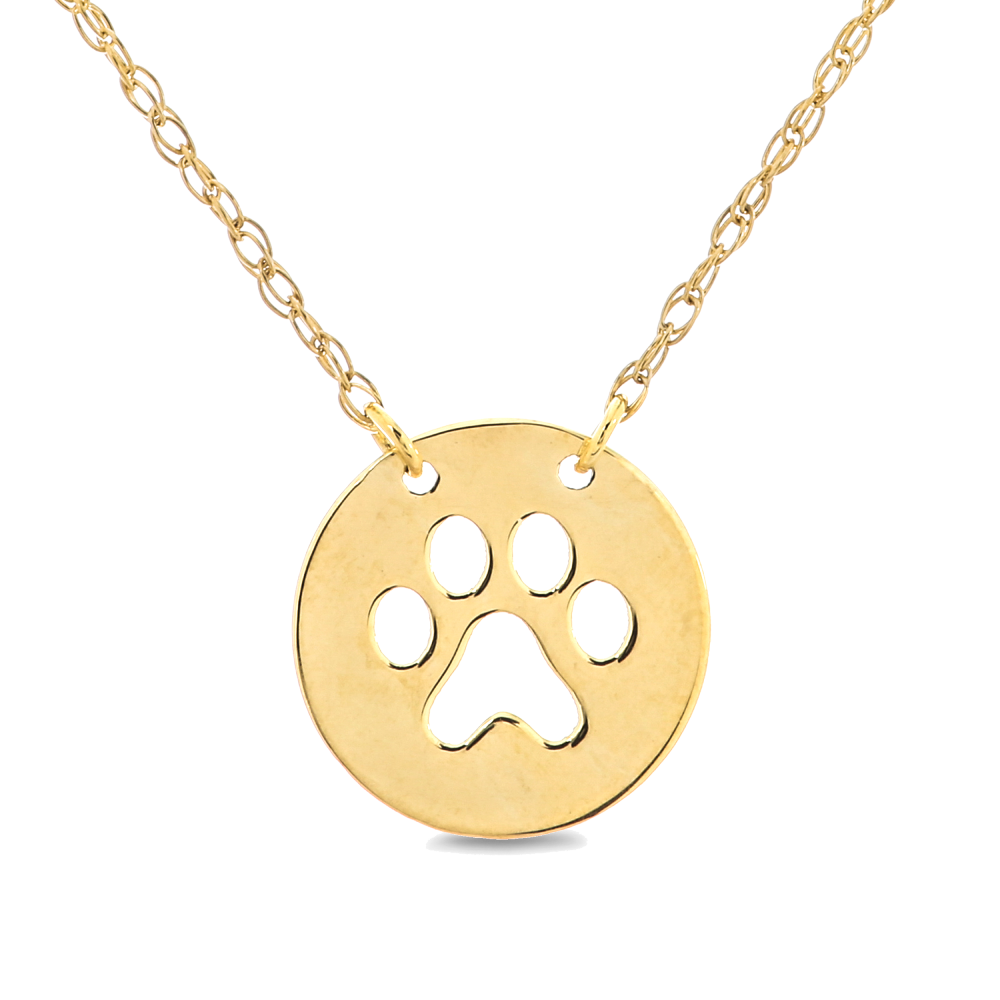 14k gold paw print pendant clearance