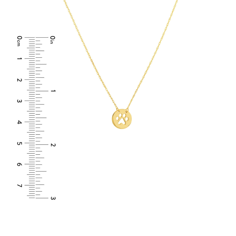 14k Gold Mini Paw-Print Pendant Necklace, 16-18"