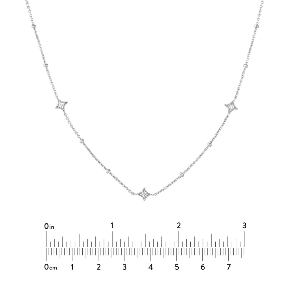 14k Gold Diamond Star & Beads Necklace