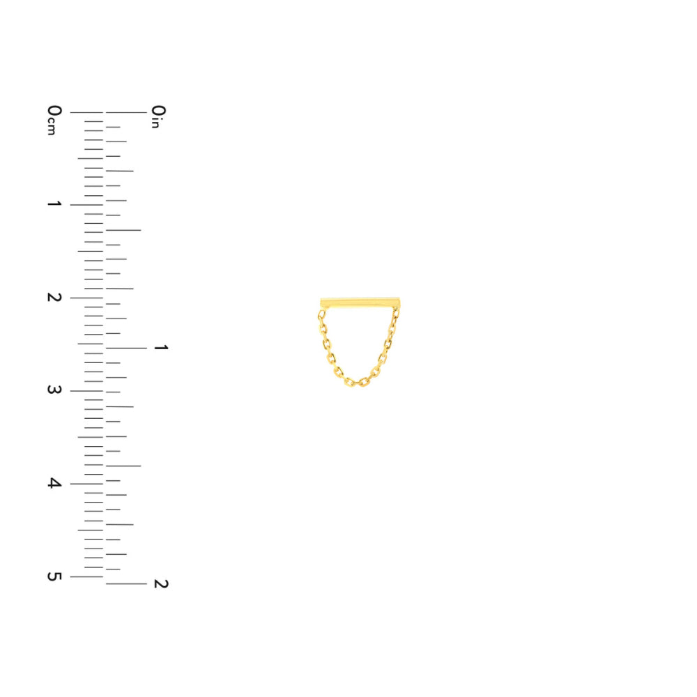 14k Gold Petite Chain Drape Stud Earrings