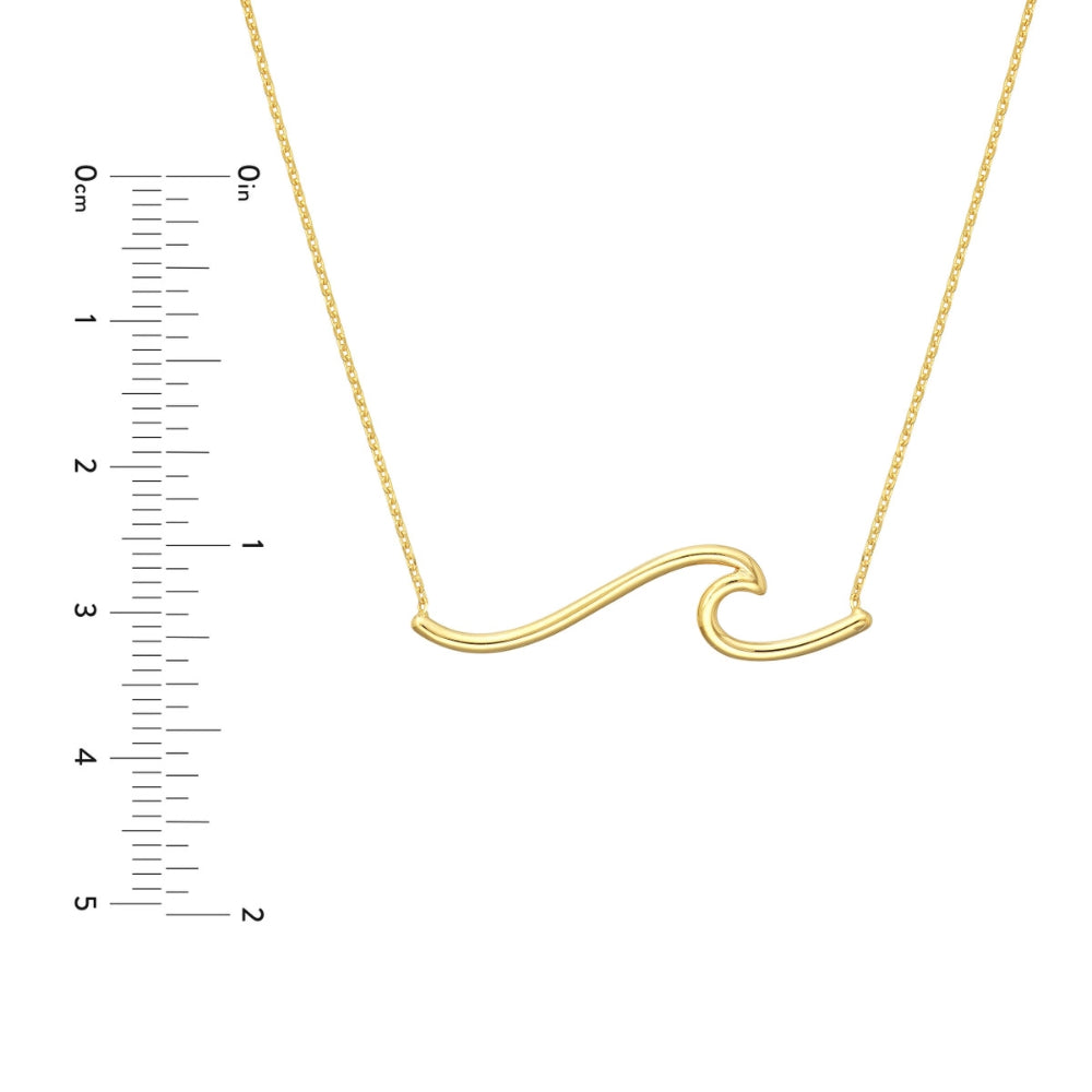 14k Gold Wave Pendant Necklace