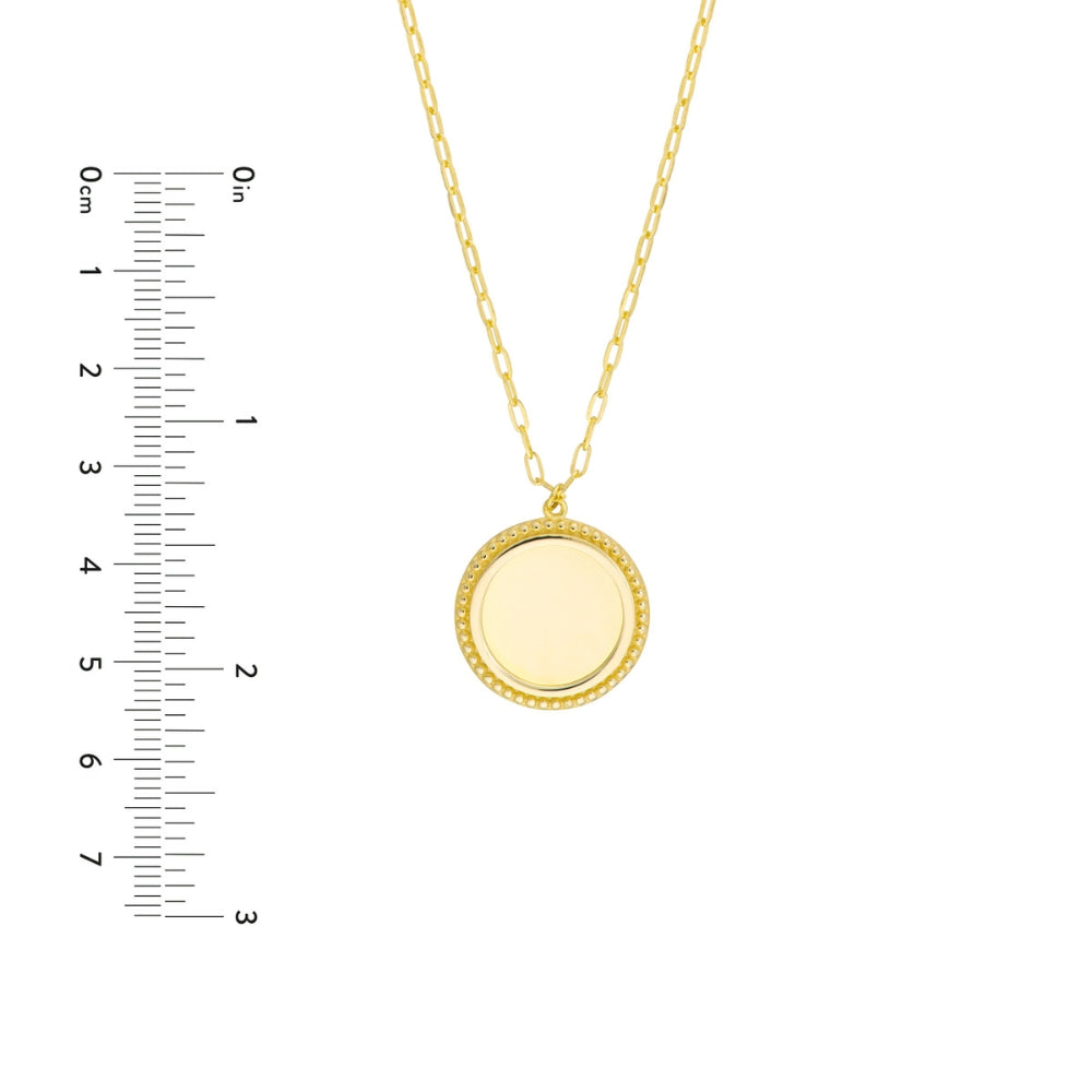 14k Gold Engravable Disc Pendant Necklace, 22"